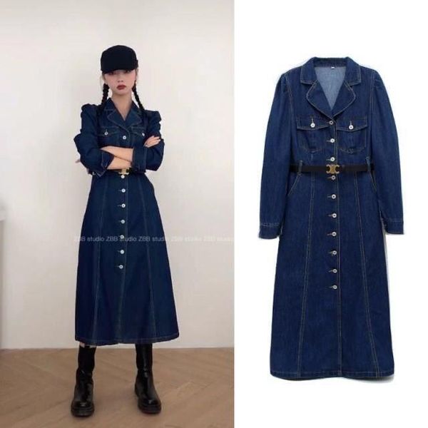 casual dresses 2021 women's denim dress fashion slim long skirt female lapel all-match jacket, Black;gray
casual dresses 2021 women's denim dress fashion slim long skirt female lapel all-match jacket, Black;gray
