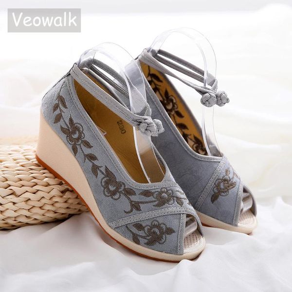 veowalk ankle strap women jacquard cotton embroidered peep toe wedge sandals 6.5cm ladies comfort casual summer canvas shoes, Black
veowalk ankle strap women jacquard cotton embroidered peep toe wedge sandals 6.5cm ladies comfort casual summer canvas shoes, Black