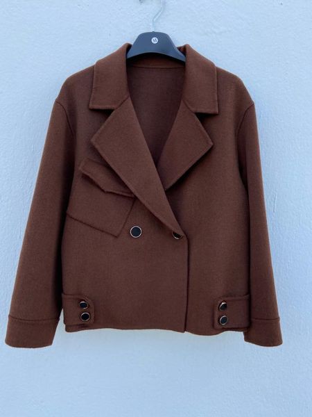 women's wool & blends 2021 solid color suit collar short double-sided woolen coat korean style drop-shoulder sleeve personalized, Black
women's wool & blends 2021 solid color suit collar short double-sided woolen coat korean style drop-shoulder sleeve personalized, Black