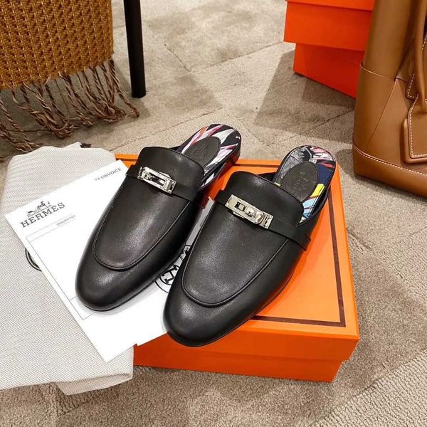 baotou kelly button half slippers new home h leather versatile muller shoes jlxi zmm, Black
baotou kelly button half slippers new home h leather versatile muller shoes jlxi zmm, Black