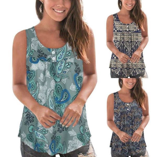 women's blouses & shirts fashion women printed sleeveless button pleated casual pullover vest, White
women's blouses & shirts fashion women printed sleeveless button pleated casual pullover vest, White