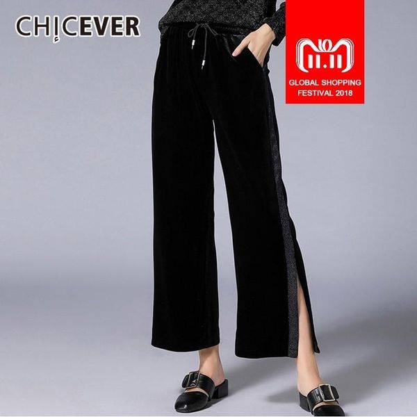 women's pants & capris chicever 2021 autumn winter hit colors straight female lace up high waist loose split hem trouser for women, Black;white
women's pants & capris chicever 2021 autumn winter hit colors straight female lace up high waist loose split hem trouser for women, Black;white
