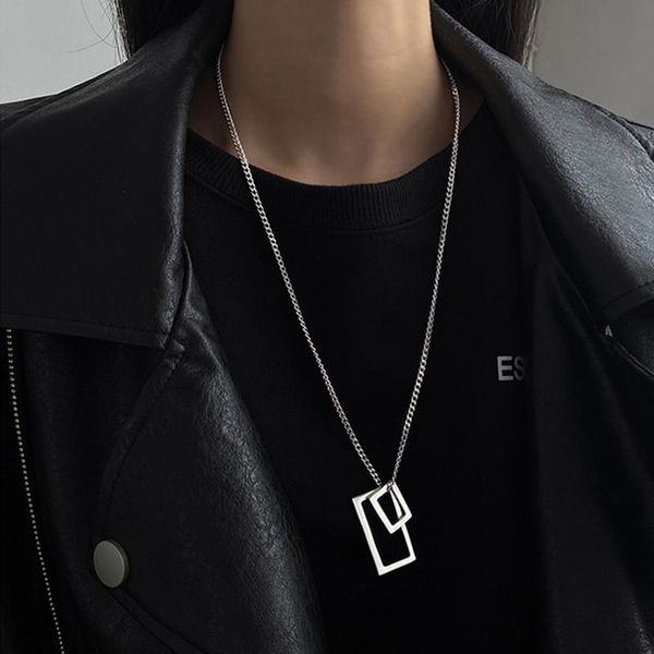 chains vintage titanium steel hollow square pendant necklace silver color punk hit hop style for men women gift neck jewelry
chains vintage titanium steel hollow square pendant necklace silver color punk hit hop style for men women gift neck jewelry