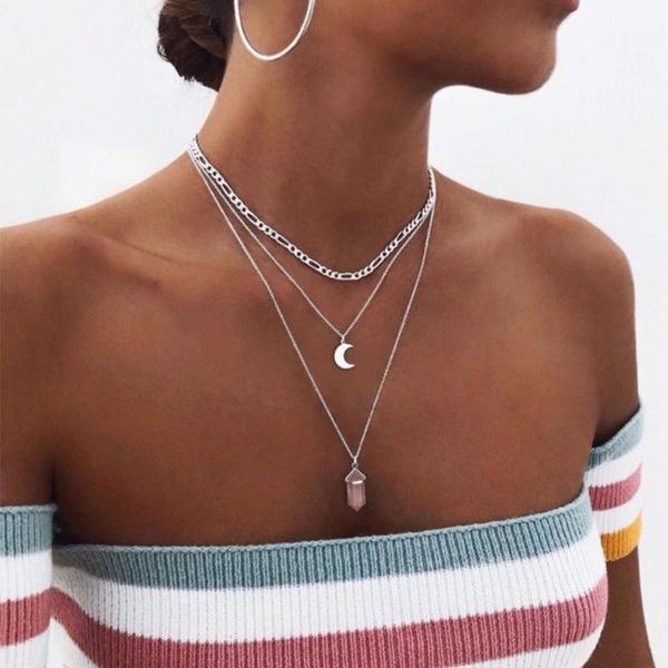 chains street shooting alloy chain moon pendant clavicle simple hexagonal pillar multilayer necklace, Silver
chains street shooting alloy chain moon pendant clavicle simple hexagonal pillar multilayer necklace, Silver