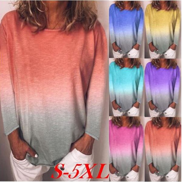 women's tees t-shirt 2021 women's rainbow gradient printing long sleeve t-shirt for women, White
women's tees t-shirt 2021 women's rainbow gradient printing long sleeve t-shirt for women, White