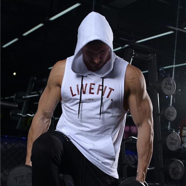 brand men fitness hooded tank mens sleeveless bodybuilding tee shirt fashion stringer male workout vests sportswear, White;black
brand men fitness hooded tank mens sleeveless bodybuilding tee shirt fashion stringer male workout vests sportswear, White;black