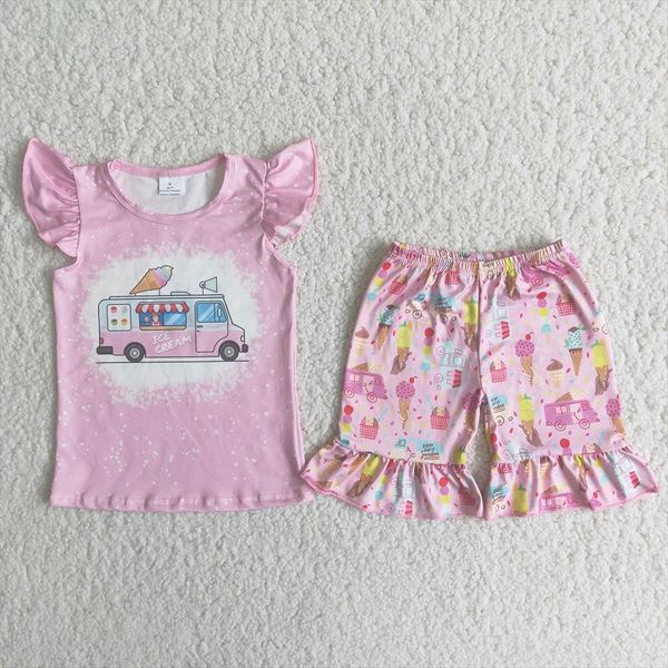 boutique kids summer outfits with ruffle sleeve baby girls pink color and shorts set toddlers cartoon clothes, White 
boutique kids summer outfits with ruffle sleeve baby girls pink color and shorts set toddlers cartoon clothes, White