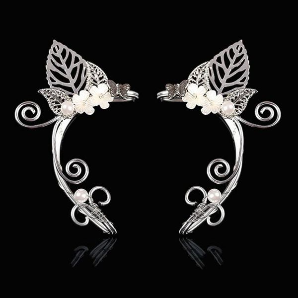 clip-on & screw back 1 pc chic elf pearl hollowed flower leaf cosplay fairy ear wrap cuffs earrings for women girls wedding jewelry hallowee, Silver
clip-on & screw back 1 pc chic elf pearl hollowed flower leaf cosplay fairy ear wrap cuffs earrings for women girls wedding jewelry hallowee, Silver