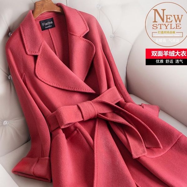 women's wool & blends double sided cashmere coat long knee length 2021 cedar pink high end hepburn off season jacket, Black
women's wool & blends double sided cashmere coat long knee length 2021 cedar pink high end hepburn off season jacket, Black