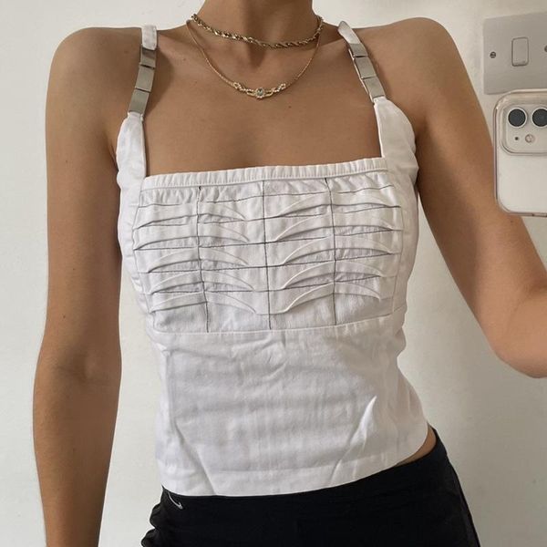 women's tanks & camis 2021 women summer fahison tank metal decorative ruffled-chest sleeveless strappy vest for girls white
women's tanks & camis 2021 women summer fahison tank metal decorative ruffled-chest sleeveless strappy vest for girls white