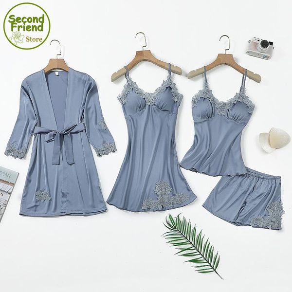 women's sleepwear 4pcs faux silk intimate lingerie sleepshirts pajamas sets mujer plus size -xxl bathrobe for home wear fashion 2021, Black;red
women's sleepwear 4pcs faux silk intimate lingerie sleepshirts pajamas sets mujer plus size -xxl bathrobe for home wear fashion 2021, Black;red
