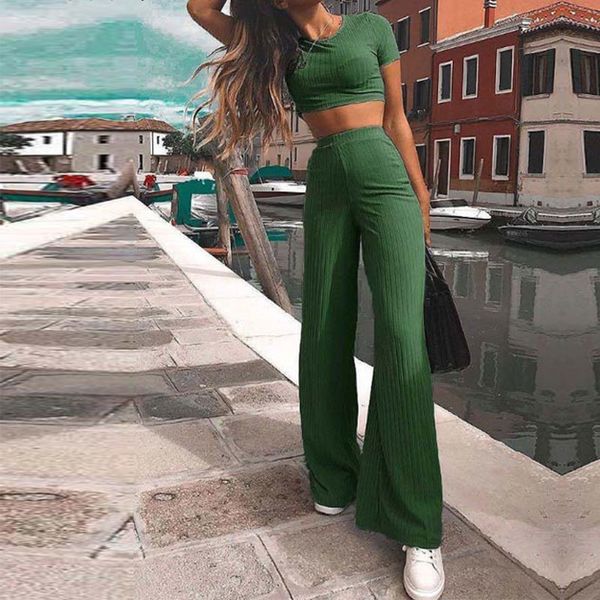 women's tracksuits knitted suit tracksuit short sleeve crop wide leg long pants 2 piece sets womens outfits summer streetwear, Gray
women's tracksuits knitted suit tracksuit short sleeve crop wide leg long pants 2 piece sets womens outfits summer streetwear, Gray