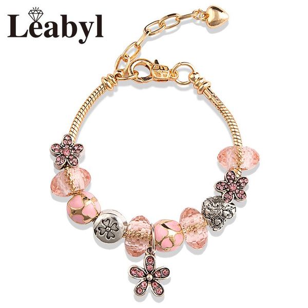 leabyl classic pink crystal flower charm bracelets for women girl rose gold color adjustable lobster bead bracelet fashion gift, Golden;silver
leabyl classic pink crystal flower charm bracelets for women girl rose gold color adjustable lobster bead bracelet fashion gift, Golden;silver