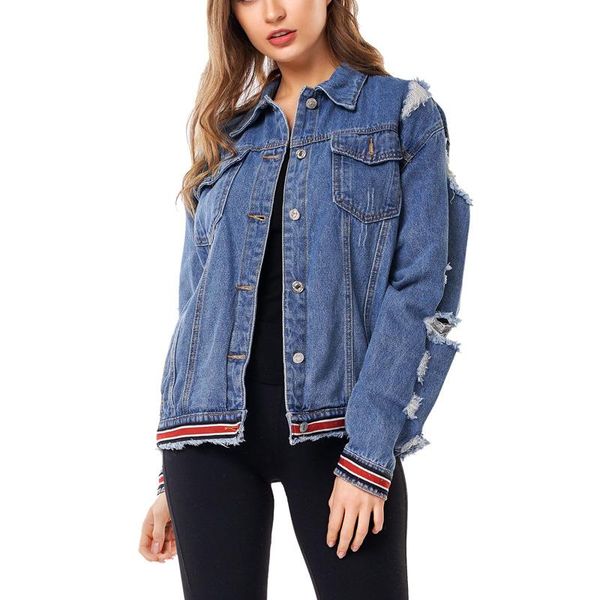 women's jackets fashion casual streetwear ripped denim jacket blue loose outerwear elegant lady slim fit long sleeve jean overcoat, Black;brown
women's jackets fashion casual streetwear ripped denim jacket blue loose outerwear elegant lady slim fit long sleeve jean overcoat, Black;brown