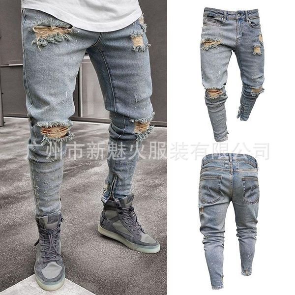 men's jeans icclek 2021 selling in europe and america ripped stretch pants patchwork, Blue
men's jeans icclek 2021 selling in europe and america ripped stretch pants patchwork, Blue