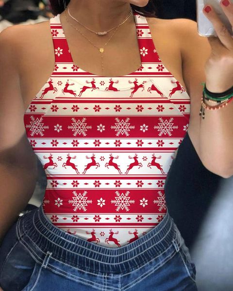 women's tanks & camis halter vest fashion christmas printing sleeveless backless tight slim tank 2021 arrival, White
women's tanks & camis halter vest fashion christmas printing sleeveless backless tight slim tank 2021 arrival, White