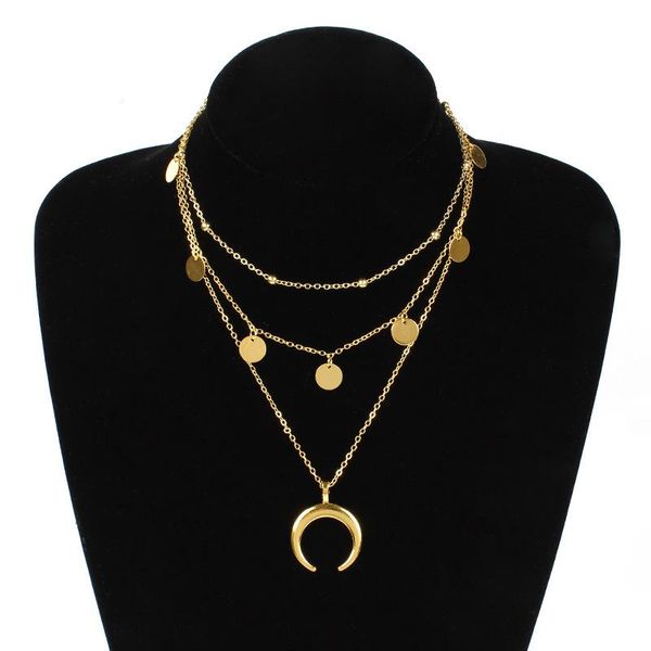 pendant necklaces european and american fashion jewelry horn wafer multilayer female factory spot xl585 round pearl necklace, Silver
pendant necklaces european and american fashion jewelry horn wafer multilayer female factory spot xl585 round pearl necklace, Silver