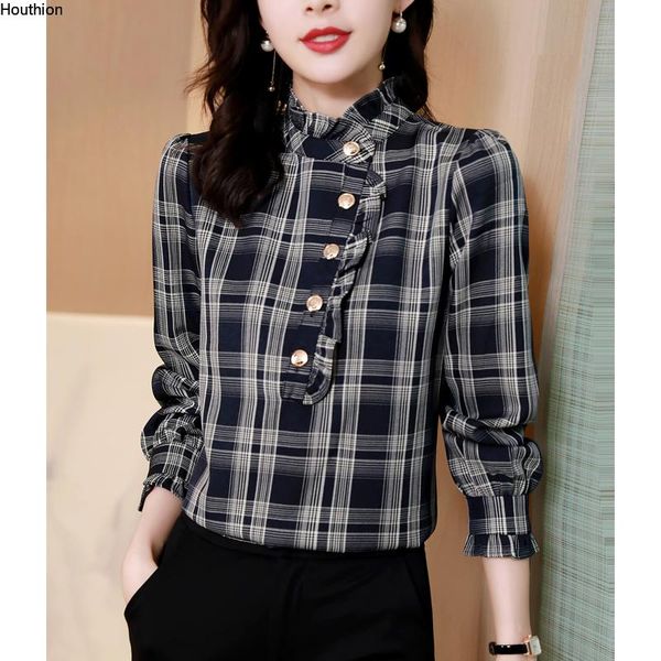 women's blouses & shirts houthion blouse long sleeve lotus leaf collar 2021 drop plaid shirt fashion casual lady blusas, White
women's blouses & shirts houthion blouse long sleeve lotus leaf collar 2021 drop plaid shirt fashion casual lady blusas, White
