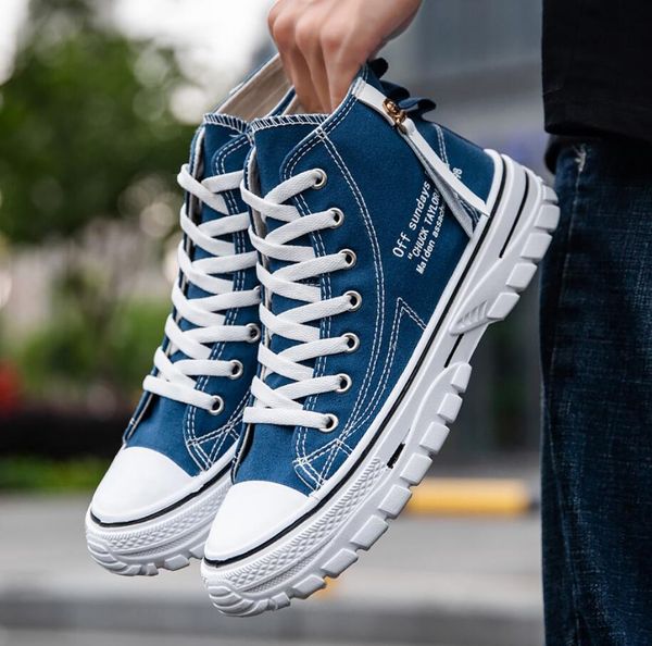 2021 spring fashion canvas men high casual sports shoes white black blue lace-up leisure sneakers trainers size 39-44
2021 spring fashion canvas men high casual sports shoes white black blue lace-up leisure sneakers trainers size 39-44