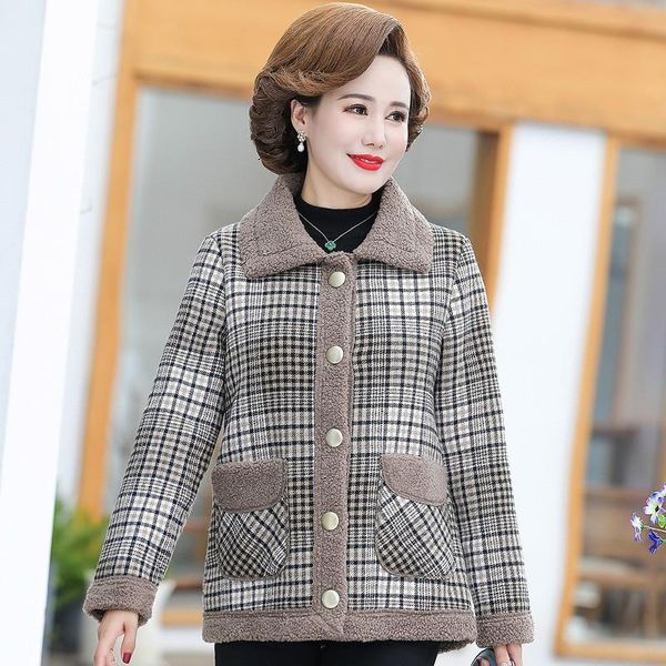 women's wool & blends women plus velvet plaid woolen coat 2021 autumn winter jackets female oversize 5xl mother's thicke granular, Black
women's wool & blends women plus velvet plaid woolen coat 2021 autumn winter jackets female oversize 5xl mother's thicke granular, Black