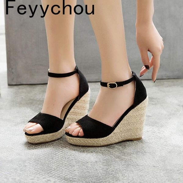 women's sandals super high heel buckle flock ankle strap wedges platform peep toe 2021summer fashion casual sweet green dress shoes, Black
women's sandals super high heel buckle flock ankle strap wedges platform peep toe 2021summer fashion casual sweet green dress shoes, Black