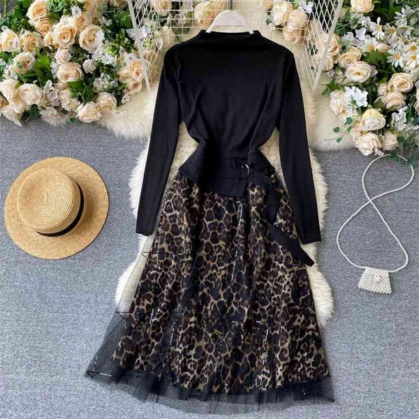 women autumn dress urban leopard mesh patchwork design long-sleeved o-neck fake two-piece stitching female vestidos pl450 210506, Black;gray
women autumn dress urban leopard mesh patchwork design long-sleeved o-neck fake two-piece stitching female vestidos pl450 210506, Black;gray