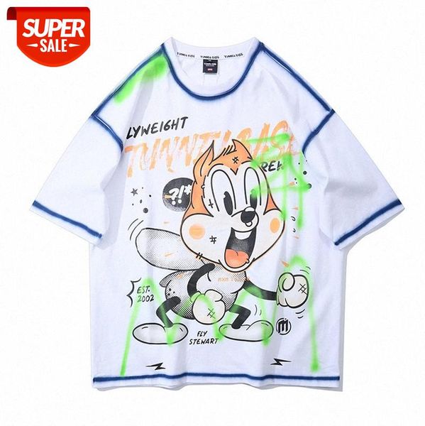 american high street graffiti print t-shirt loose hip-hop letters squirrel cartoon short-sleeved tee men and women #589a, White;black
american high street graffiti print t-shirt loose hip-hop letters squirrel cartoon short-sleeved tee men and women #589a, White;black