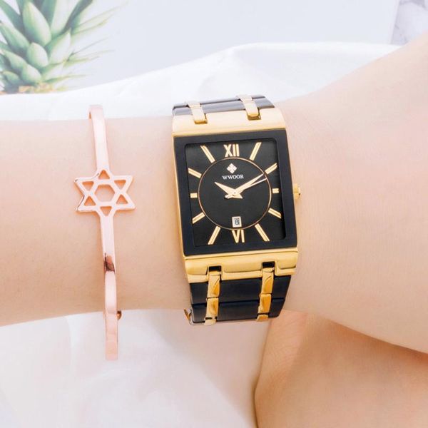 wristwatches wwoor design women bracelet watches gold square quartz watch ladies dress waterproof wrist gift clock, Slivery;brown
wristwatches wwoor design women bracelet watches gold square quartz watch ladies dress waterproof wrist gift clock, Slivery;brown