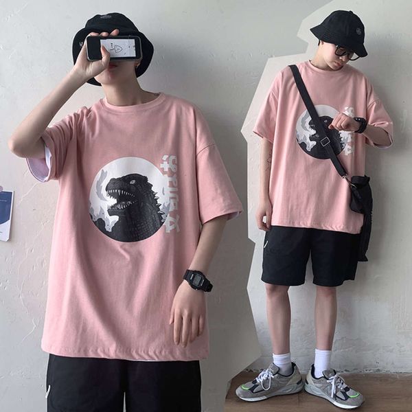 cartoon dinosaur print men's short sleeve t-shirt summer trend loose plus large size half handsome, White;black
cartoon dinosaur print men's short sleeve t-shirt summer trend loose plus large size half handsome, White;black