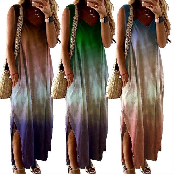 75% sales boho women dresses v neck sleeveless gradient color pockets slitting hem long dress, Black;gray
75% sales boho women dresses v neck sleeveless gradient color pockets slitting hem long dress, Black;gray