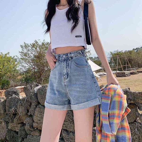 women's shorts denim for new summer wear: high waist, thin, loose and versatile a-line wide leg pants, White;black
women's shorts denim for new summer wear: high waist, thin, loose and versatile a-line wide leg pants, White;black
