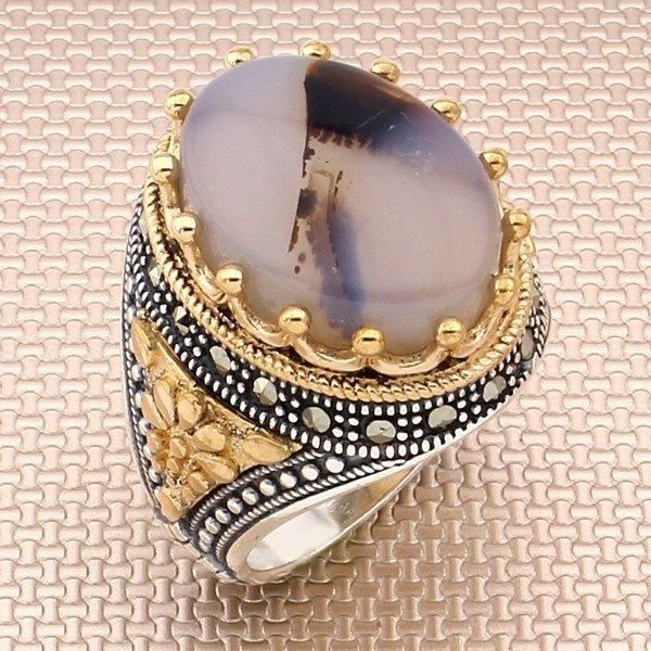 vintage oval yemen agate stone men silver ring with bronz color big heavy flower motif solid 925 sterling cluster rings, Golden;silver
vintage oval yemen agate stone men silver ring with bronz color big heavy flower motif solid 925 sterling cluster rings, Golden;silver