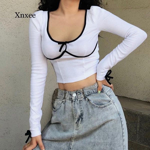 women's t-shirt stripe t-shirts bow knitted long sleeve y2k aesthetic female e-girl tee summer vintage tshirt 90s, White
women's t-shirt stripe t-shirts bow knitted long sleeve y2k aesthetic female e-girl tee summer vintage tshirt 90s, White
