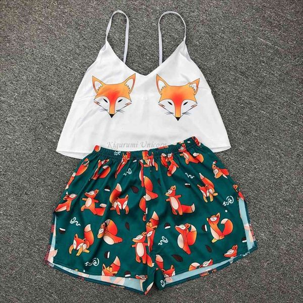 thin pajama set cute fox womens sleepwears cartoon pattern faux silk v neck pijama satin night suits wear spaghetti, Black;red
thin pajama set cute fox womens sleepwears cartoon pattern faux silk v neck pijama satin night suits wear spaghetti, Black;red
