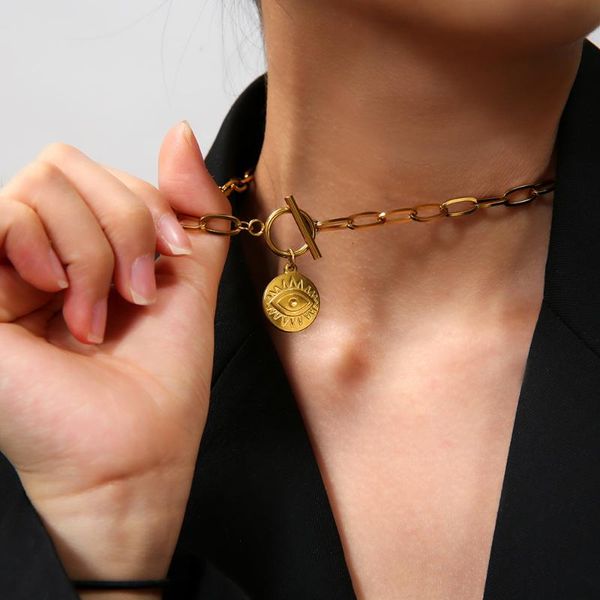 pendant necklaces fanshidi ellipse evil eye coin necklace for women toggle choker gold color chunky chain medallion collier femme, Silver
pendant necklaces fanshidi ellipse evil eye coin necklace for women toggle choker gold color chunky chain medallion collier femme, Silver