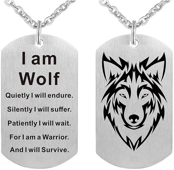 fashion wolf necklace dog tag pendant for men boy army soldier i am fans punk cool jewelry necklaces, Silver
fashion wolf necklace dog tag pendant for men boy army soldier i am fans punk cool jewelry necklaces, Silver