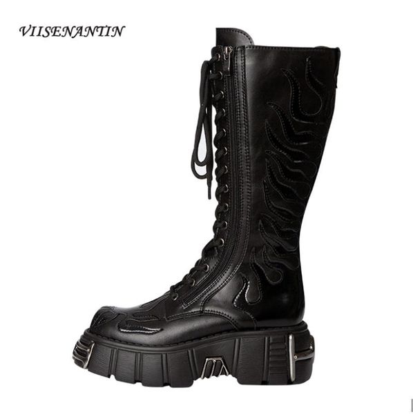 boots pure color front cross-lace heightening thick-soled women retro metal zipper decoration dark flame print high, Black
boots pure color front cross-lace heightening thick-soled women retro metal zipper decoration dark flame print high, Black