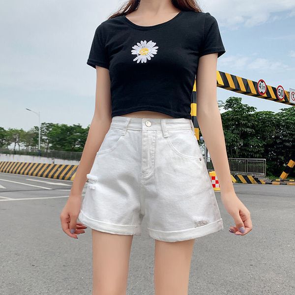 women's shorts 2020 summer new break curly purple denim straight fashion pants loose and versatile, White;black
women's shorts 2020 summer new break curly purple denim straight fashion pants loose and versatile, White;black