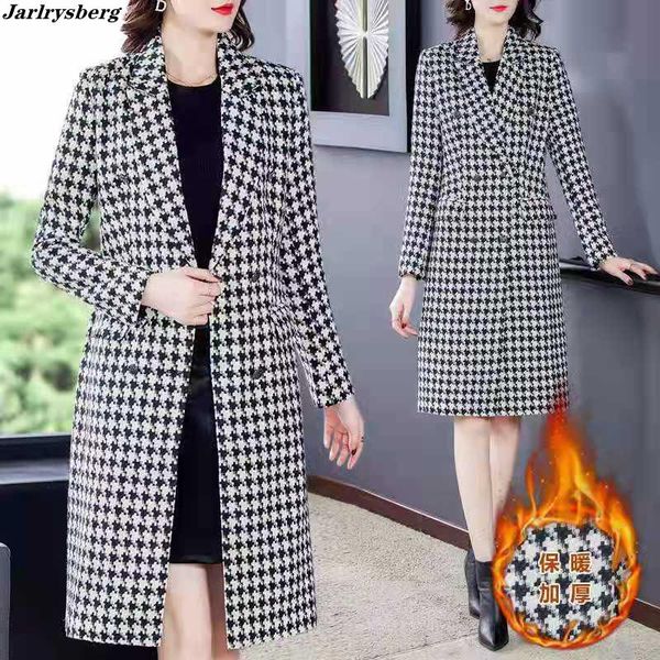 women's wool & blends woolen coat houndstooth ladies cloak big size s-4xl winter thicken windbreaker loose lapel jacket, Black
women's wool & blends woolen coat houndstooth ladies cloak big size s-4xl winter thicken windbreaker loose lapel jacket, Black