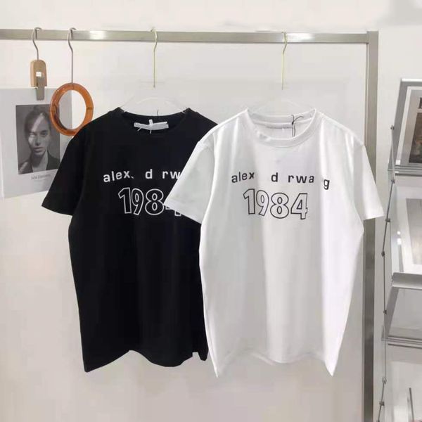 fashion aw + summer new combed cotton letter hollow out printing loose round neck lovers t-shirt short sleeve, White 
fashion aw + summer new combed cotton letter hollow out printing loose round neck lovers t-shirt short sleeve, White