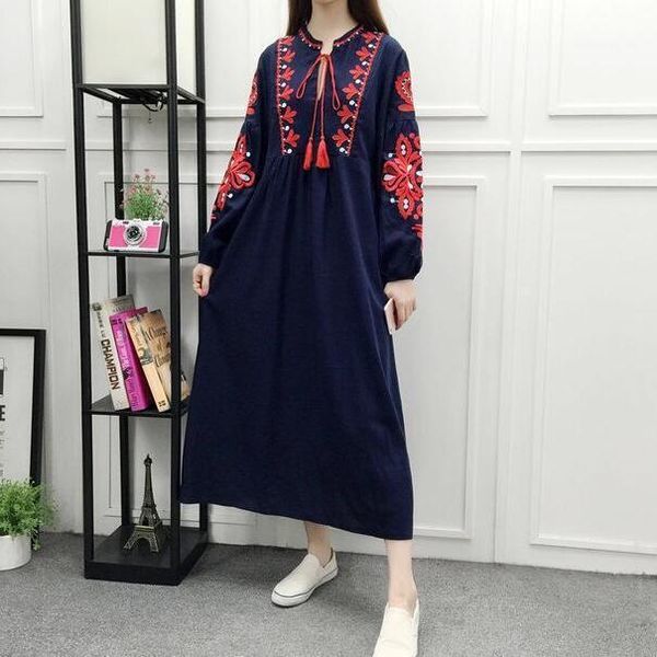 casual dresses floral embroidered ethnic dress cotton linen lantern long sleeve maxi black blue white loose women wf336, Black;gray
casual dresses floral embroidered ethnic dress cotton linen lantern long sleeve maxi black blue white loose women wf336, Black;gray