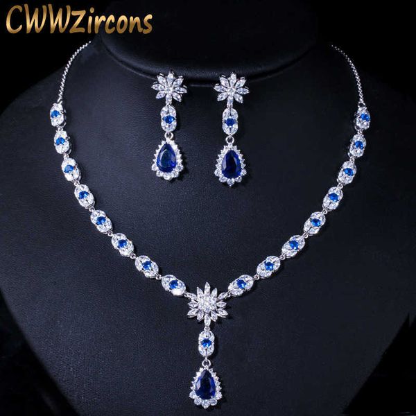 elegant white gold color flower water drop women party wedding necklace and earrings royal blue cz jewelry sets t184 210714, Silver
elegant white gold color flower water drop women party wedding necklace and earrings royal blue cz jewelry sets t184 210714, Silver