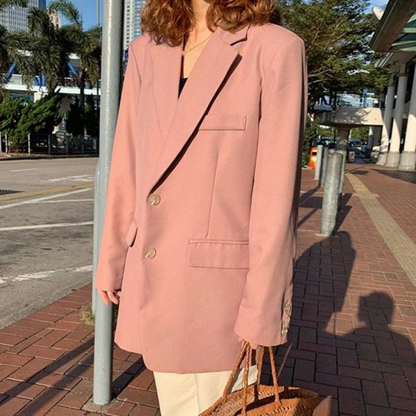 women's suits & blazers casual single breasted women pink blazer jacket streetwear vintage female suit coat loose office ladies outerwe, White;black
women's suits & blazers casual single breasted women pink blazer jacket streetwear vintage female suit coat loose office ladies outerwe, White;black
