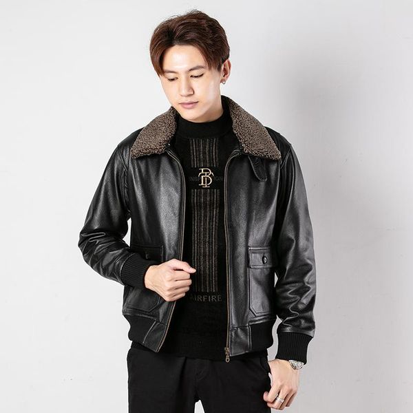 men's leather & faux .classic g1 bomber,mens outdoor cowhide coat,vintage jackets,man genuine jacket.brown outwear, Black
men's leather & faux .classic g1 bomber,mens outdoor cowhide coat,vintage jackets,man genuine jacket.brown outwear, Black