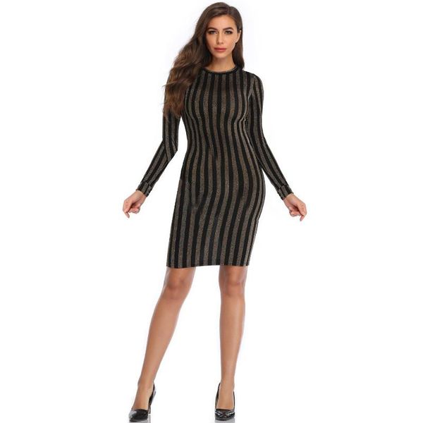 women's dresses european and american long-sleeved vertical stripes bright silk high elastic midi skirt casual, Black;gray
women's dresses european and american long-sleeved vertical stripes bright silk high elastic midi skirt casual, Black;gray