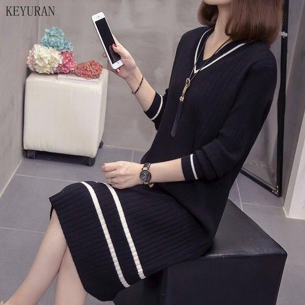 casual dresses plus size knitted striped sweater dress women autumn winter korean v-neck oversize long pullover pull femme, Black;gray
casual dresses plus size knitted striped sweater dress women autumn winter korean v-neck oversize long pullover pull femme, Black;gray