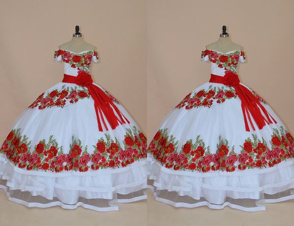 vestido de 15 xv anos red floral flowers white quinceanera dresses off shoulder ball gown handmade ribbon corset back sweet 16 party prom dr, Blue;red
vestido de 15 xv anos red floral flowers white quinceanera dresses off shoulder ball gown handmade ribbon corset back sweet 16 party prom dr, Blue;red