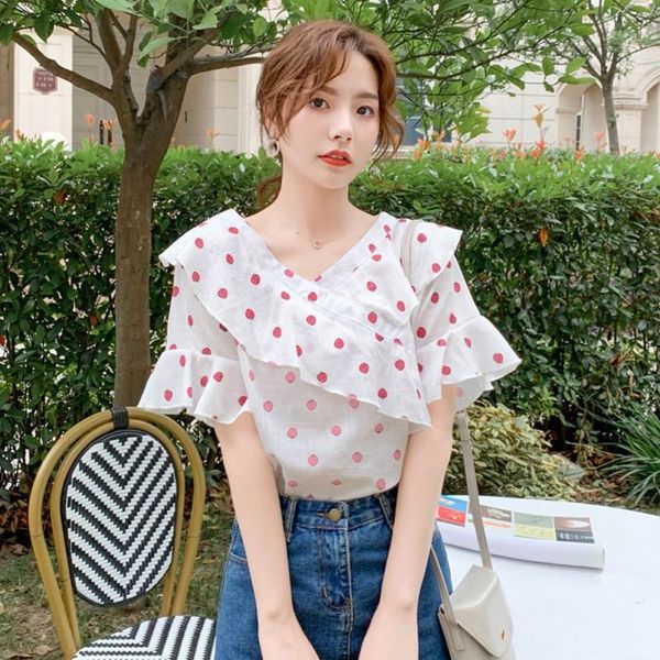 blouse women 2021 fashion polka dot printed chiffon blouses summer short v neck sleeve temperament shirt casual women's & shirts, White
blouse women 2021 fashion polka dot printed chiffon blouses summer short v neck sleeve temperament shirt casual women's & shirts, White