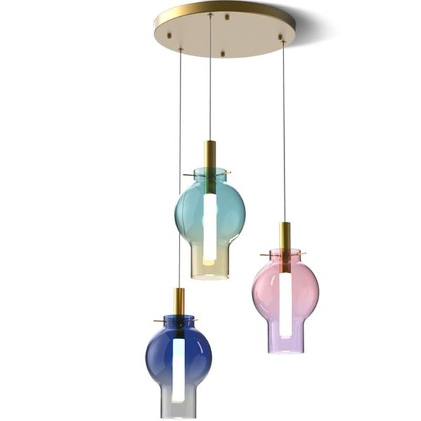 pendant lamps nordic creative three-head restaurant simple modern bedside single head colored glass small hanging lights
pendant lamps nordic creative three-head restaurant simple modern bedside single head colored glass small hanging lights