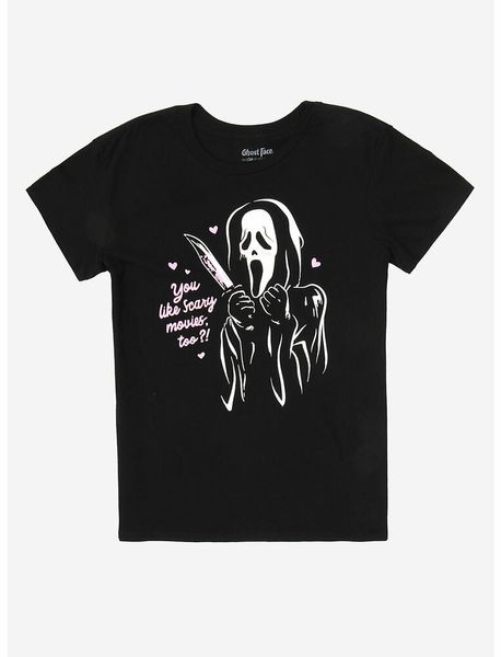 ghostface you like scary movies too t-shirt, White;black
ghostface you like scary movies too t-shirt, White;black
